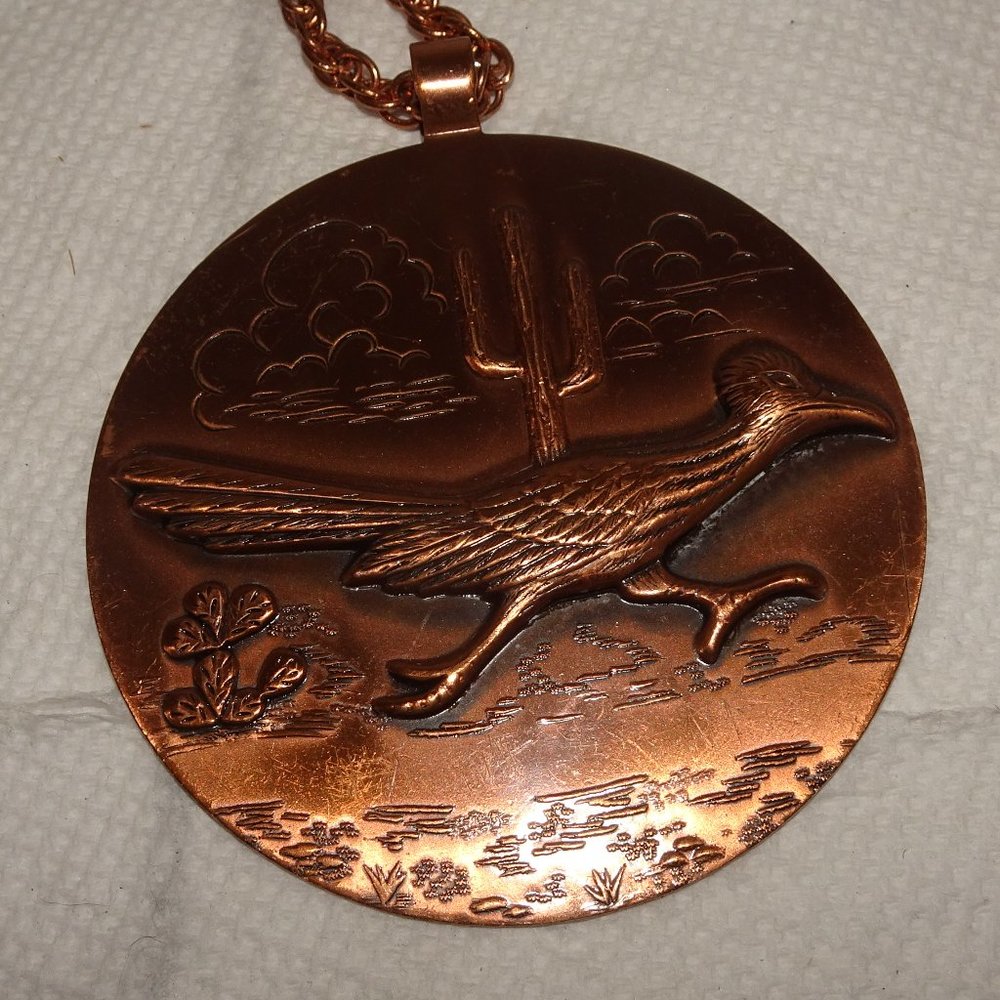 Vtg. Bell Trading Solid Copper Roadrunner Necklace - image 4